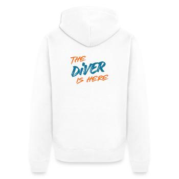 Der Taucher ist da, witzig - Unisex Premium Bio Zip Hoodie - Weiß - Hinten - Thijin (182cm)