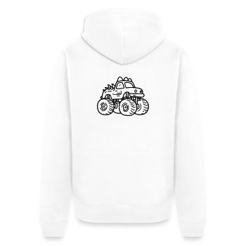 Monstertruck - Unisex Premium Bio Zip Hoodie - Weiß - Hinten - Thijin (182cm)