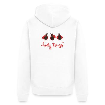 Trio de coccinelles dansantes – Dessin animé mignon - Veste à capuche bio Premium Unisexe - blanc - Dos - Thijin (182cm)