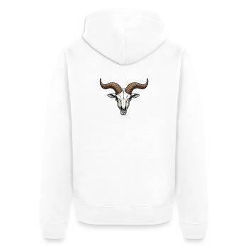 Skull Trophy - Unisex Premium Organic Zip Hoodie - white - Back - Thijin (182cm)