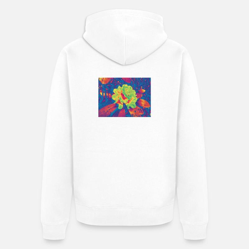 Fleur Néon Fleur Psychédélique - Veste à capuche bio Premium Unisexe - blanc