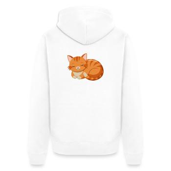 Süße schlafende Katze - Unisex Premium Bio Zip Hoodie - Weiß - Hinten - Thijin (182cm)