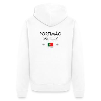 Portimao Portugal Koordinaten Reise Souvenir - Unisex Premium Bio Zip Hoodie - Weiß - Hinten - Thijin (182cm)