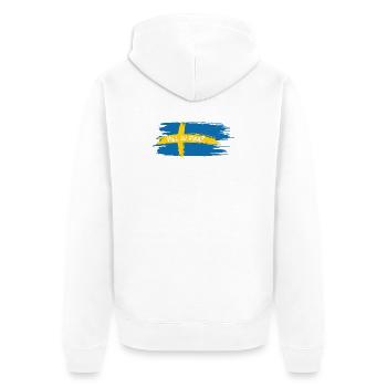 Vill Du Fika? – Schwedischer Kaffee Humor - Unisex Premium Bio Zip Hoodie - Weiß - Hinten - Thijin (182cm)