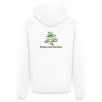 L’argent aime la discipline – Mentalité des affaires - Veste à capuche bio Premium Unisexe - blanc - Dos - Thijin (182cm)