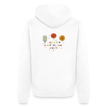 Alles hat seine Zeit - Unisex Premium Bio Zip Hoodie - Weiß - Hinten - Thijin (182cm)