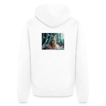 Pastellblaue Tutu-Katze - Unisex Premium Bio Zip Hoodie - Weiß - Hinten - Thijin (182cm)