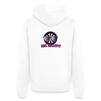 Mrs. Bullseye - Unisex Premium Bio Zip Hoodie - Weiß - Hinten - Thijin (182cm)