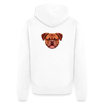 Vibrantes Bordeaux doggen-Gesicht Kunstprint - Unisex Premium Bio Zip Hoodie - Weiß - Hinten - Thijin (182cm)