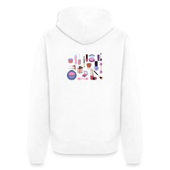 Pastell-Make-up-Kollektion - Unisex Premium Bio Zip Hoodie - Weiß - Hinten - Thijin (182cm)