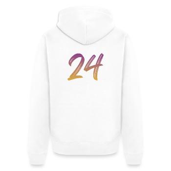 24 - Unisex Premium Bio Zip Hoodie - Weiß - Hinten - Thijin (182cm)