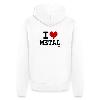I love metal - couleurs personnalisables - Veste à capuche bio Premium Unisexe - blanc - Dos - Thijin (182cm)
