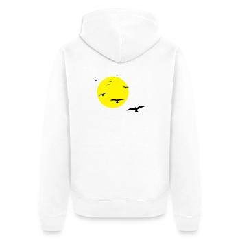 Abendflug - Unisex Premium Bio Zip Hoodie - Weiß - Hinten - Thijin (182cm)