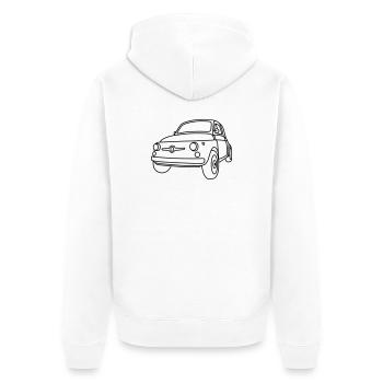 500 Classico – Italien Oldtimer Kult Shirt - Unisex Premium Bio Zip Hoodie - Weiß - Hinten - Thijin (182cm)