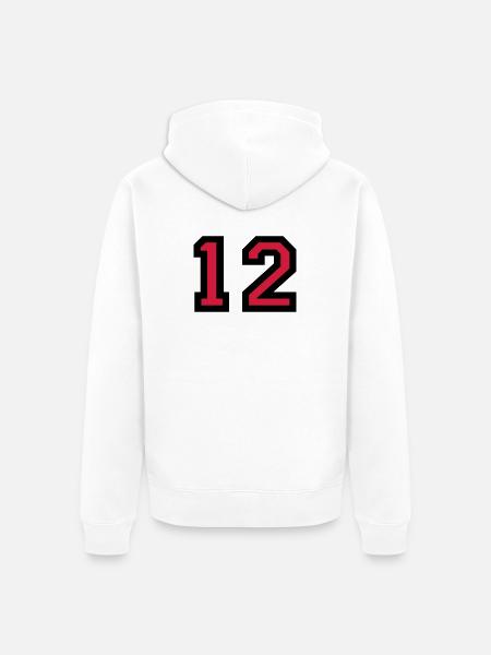 The number 12 - number twelve - Unisex Premium Organic Zip Hoodie - white