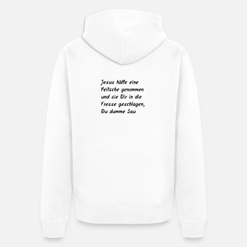 Zitat frei nach Kinski - Unisex Premium Bio Zip Hoodie - Weiß