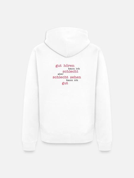gut hören - schlecht sehen - Ekologisk premiumluvjack unisex - vit