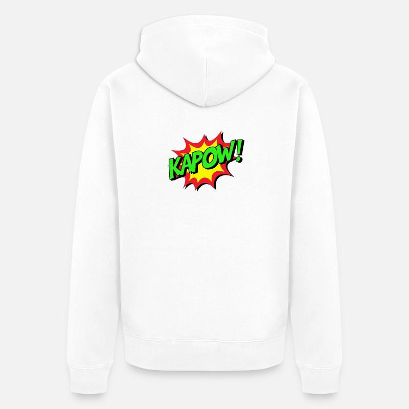 KAPOW Explosion de la bande dessinée - Veste à capuche bio Premium Unisexe - blanc