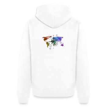 Boussole globe-trotter - Veste à capuche bio Premium Unisexe - blanc - Dos - Thijin (182cm)