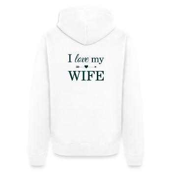Ich liebe meine Frau - Unisex Premium Bio Zip Hoodie - Weiß - Hinten - Thijin (182cm)
