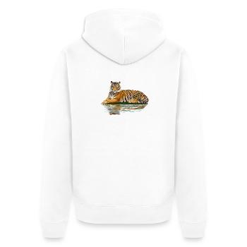 tiger - Unisex Premium Organic Zip Hoodie - white - Back - Thijin (182cm)