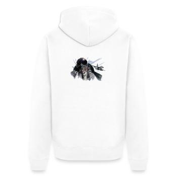 Fighter pilot - Unisex Premium Bio Zip Hoodie - Weiß - Hinten - Thijin (182cm)