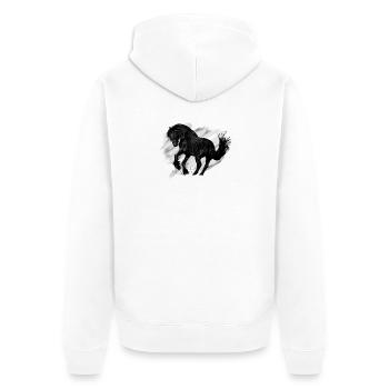 horse - Unisex Premium Organic Zip Hoodie - white - Back - Thijin (182cm)