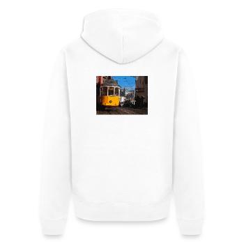 Tram in Lisbon - Unisex Premium Organic Zip Hoodie - white - Back - Thijin (182cm)