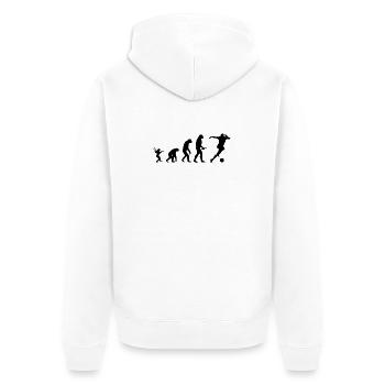 Evolution de l'homme au footballeur - Veste à capuche bio Premium Unisexe - blanc - Dos - Thijin (182cm)