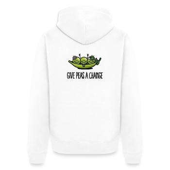 Give peas / peace a change hippies - Unisex Premium Bio Zip Hoodie - Weiß - Hinten - Thijin (182cm)