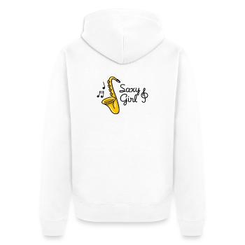 Saxy girl - Sexy Saxophone pun - Unisex Premium Bio Zip Hoodie - Weiß - Hinten - Thijin (182cm)