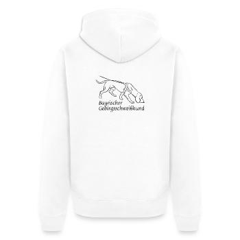 Bayerischer Gebirgsschweißhund - Unisex Premium Bio Zip Hoodie - Weiß - Hinten - Thijin (182cm)