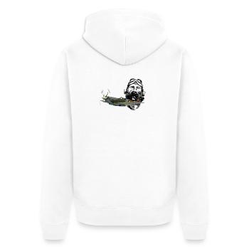 Pilot Spitfire - Unisex Premium Bio Zip Hoodie - Weiß - Hinten - Thijin (182cm)