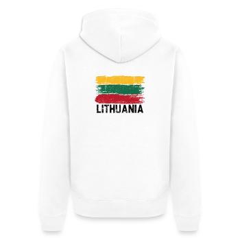 Coups de pinceau tricolores vibrants - Veste à capuche bio Premium Unisexe - blanc - Dos - Thijin (182cm)