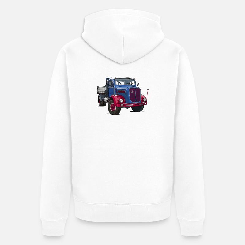 LKW Oldtimer - Unisex Premium Bio Zip Hoodie - Weiß