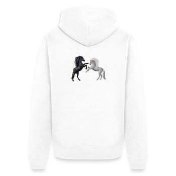 Chevaux dansants dans l’obscurité et la lumière - Veste à capuche bio Premium Unisexe - blanc - Dos - Thijin (182cm)