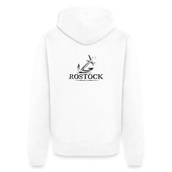 Logo de l’ancre du lac Rostock City Anchor Pisces - Veste à capuche bio Premium Unisexe - blanc - Dos - Thijin (182cm)