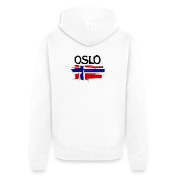 Oslo Norwegen Logo Illustration Skandinavien - Unisex Premium Bio Zip Hoodie - Weiß - Hinten - Thijin (182cm)