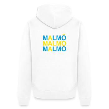 MALMÖ - Sweden - Schweden - Schwedische Flagge - Unisex Premium Bio Zip Hoodie - Weiß - Hinten - Thijin (182cm)