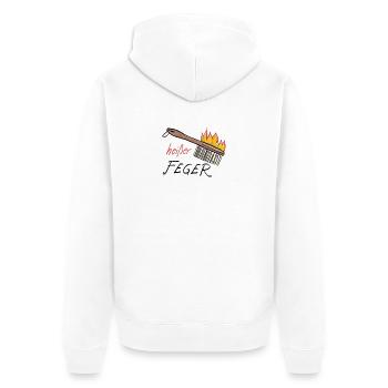 Heißer Feger - Unisex Premium Bio Zip Hoodie - Weiß - Hinten - Thijin (182cm)