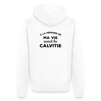 A la mémoire de ma vie avant la calvitie Chauve - Veste à capuche bio Premium Unisexe - blanc - Dos - Thijin (182cm)