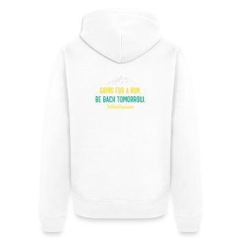 Aller courir. Soyez de retour demain. Ultra Runners - Veste à capuche bio Premium Unisexe - blanc - Dos - Thijin (182cm)