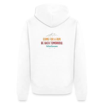 Laufen gehen. Komm morgen wieder. Ultraläufer - Unisex Premium Bio Zip Hoodie - Weiß - Hinten - Thijin (182cm)
