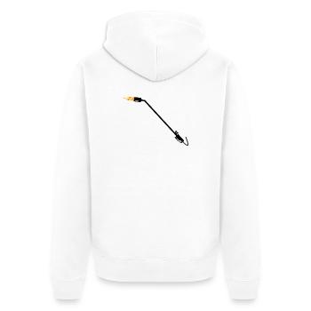 Dachdecker-Gasbrenner - Unisex Premium Bio Zip Hoodie - Weiß - Hinten - Thijin (182cm)