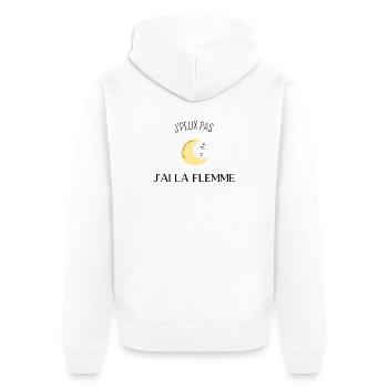 Je peux pas jai la flemme - Veste à capuche bio Premium Unisexe - blanc - Dos - Thijin (182cm)