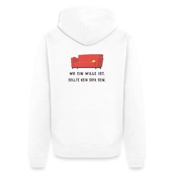 Wo ein Wille ist sollte kein Sofa sein - Unisex Premium Bio Zip Hoodie - Weiß - Hinten - Thijin (182cm)