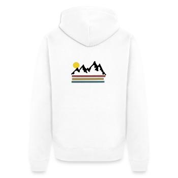 Erkunde und entdecke - Unisex Premium Bio Zip Hoodie - Weiß - Hinten - Thijin (182cm)