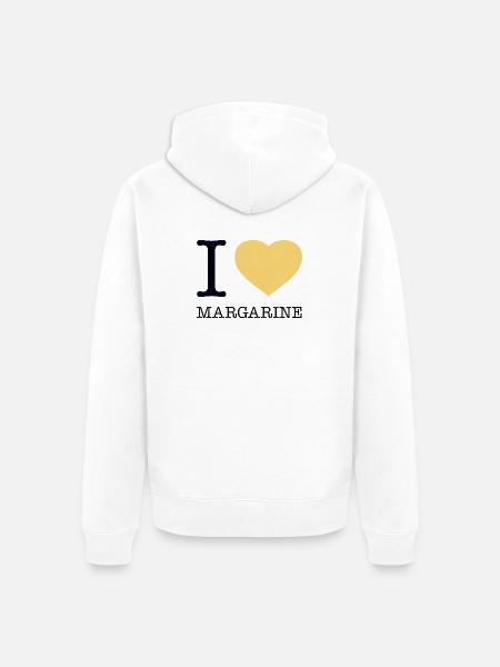 I LOVE MARGARINE - Unisex Premium Organic Zip Hoodie - white
