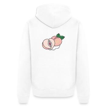 Vulva Peach Vagina Logo Design Clip Art - Unisex Premium Bio Zip Hoodie - Weiß - Hinten - Thijin (182cm)
