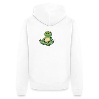 enspannter relaxed chill Frosch - Unisex Premium Bio Zip Hoodie - Weiß - Hinten - Thijin (182cm)